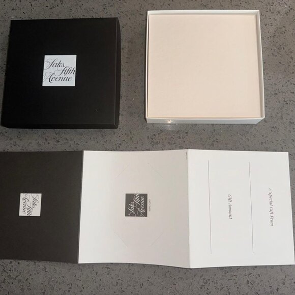 BRAND NEW Saks Fifth Avenue Gift Card Box 5" X 5"  Black & White - BOX ONLY - Picture 2 of 5